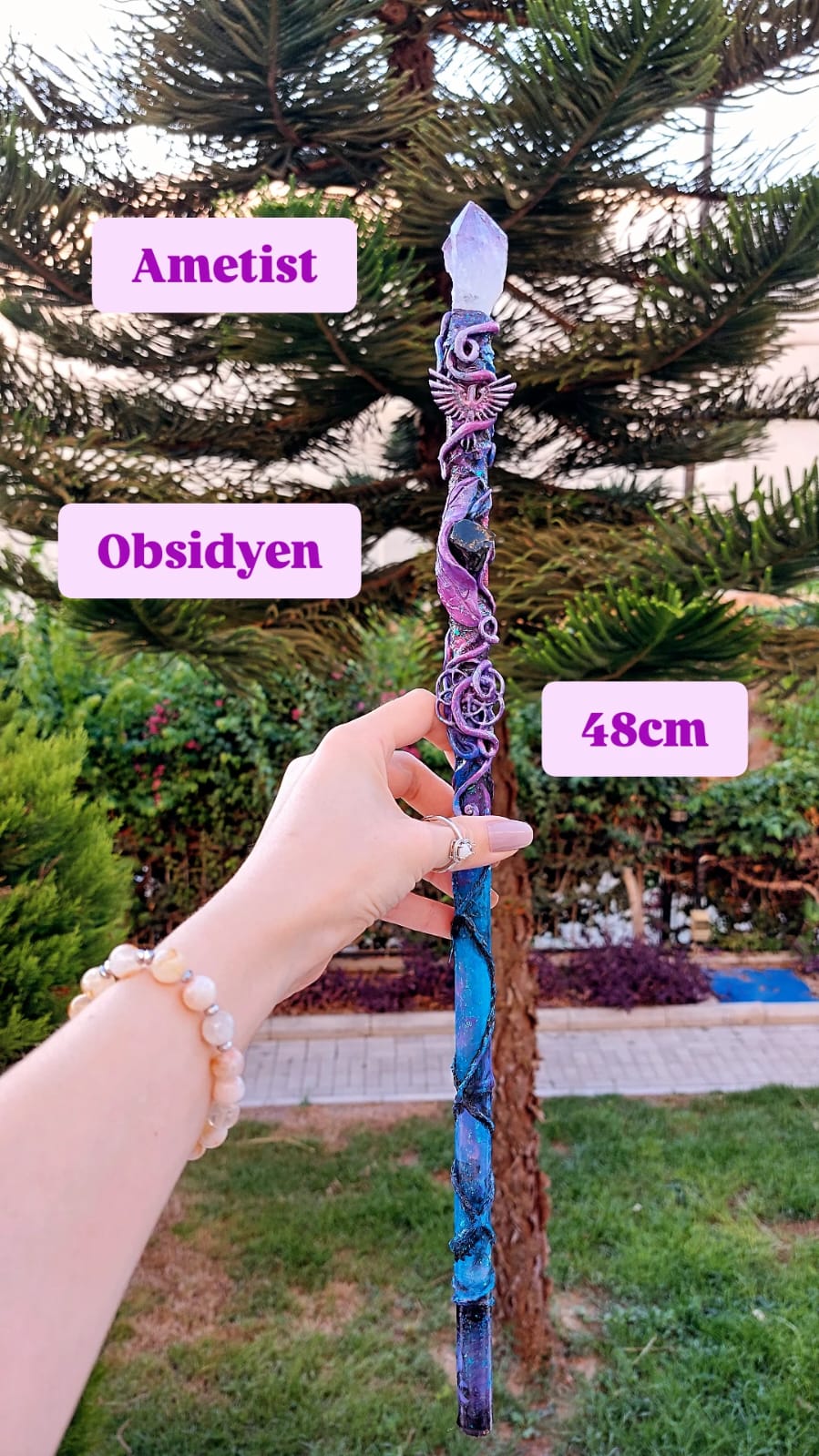 Ametist & Obsidyen Wand Enerji Değneği