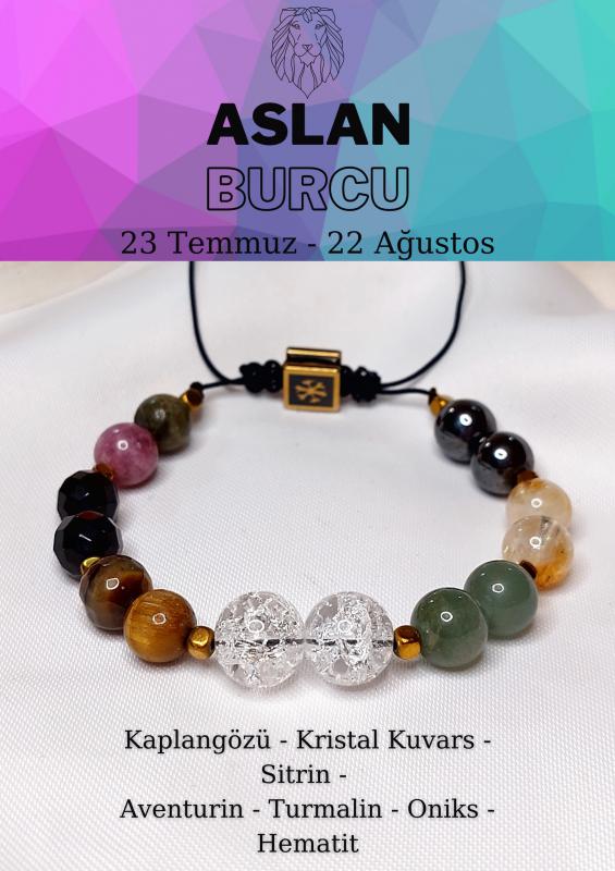 Aslan Burcu Ayarlanabilir Unisex Bileklik