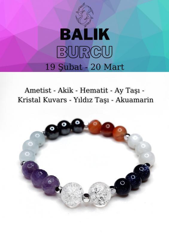 Balık Burcu Elastik Misinalı Unisex Bileklik 