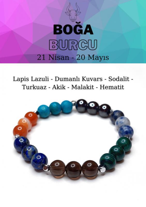 Boğa Burcu Elastik Misinalı Unisex Bileklik 