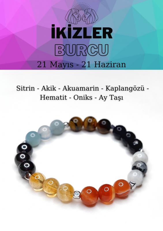 İkizler Burcu Elastik Misinalı Unisex Bileklik 