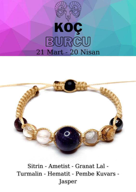 Koç Burcu Bohem Ayarlanabilir Unisex Bileklik