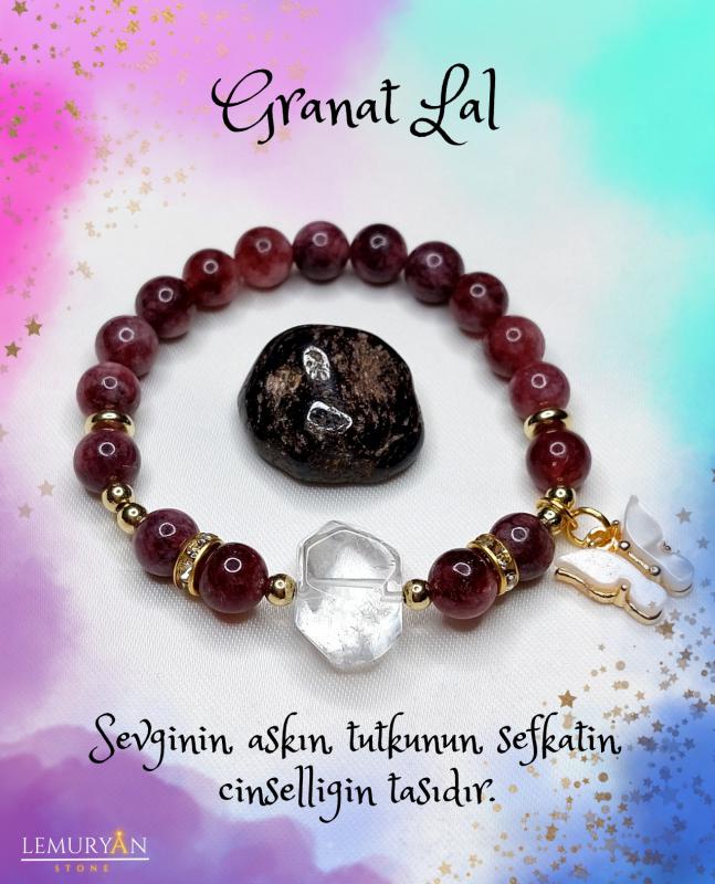 Granat Lal & Kristal Kuvars Bileklik ve Lal Kayaç