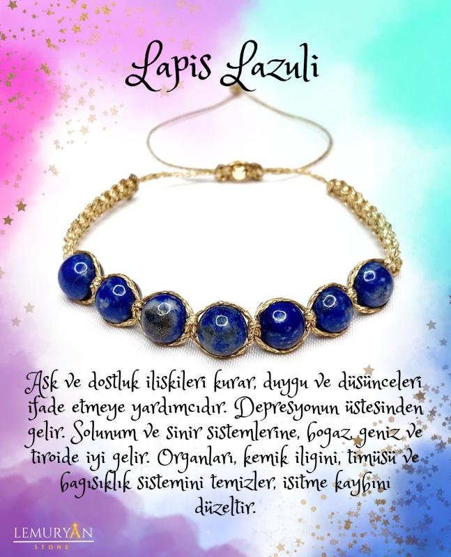 Lapis Lazuli Gold Ayarlanabilir Bileklik