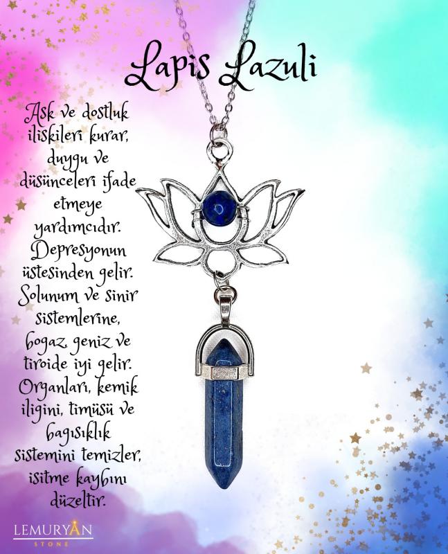 Lapis Lazuli Pandül Lotus Kolye 