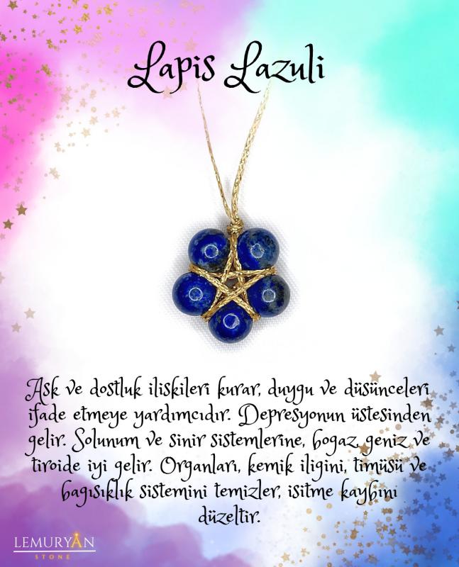 Lapis Lazuli Gold Pentagram Kolye