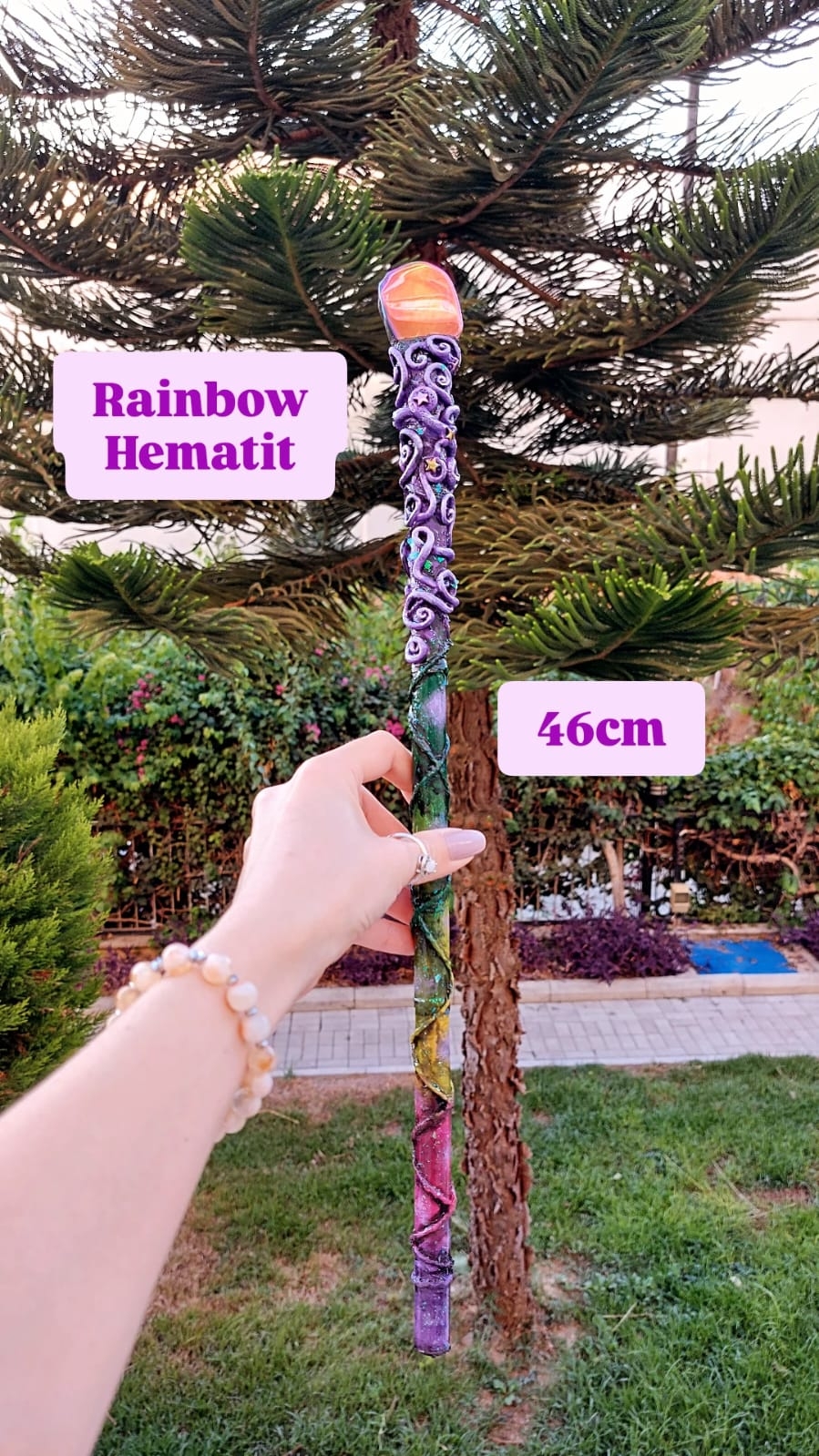  Rainbow Hematit Enerji Değneği (Asa)