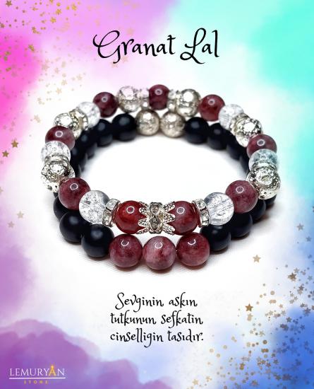 Granat Lal - Necef - Silver Lavtaşı Sevgili Bilekliği