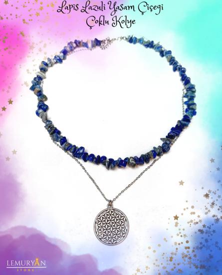 Lapis Lazuli Yaşam Çiçeği Çoklu Kolye