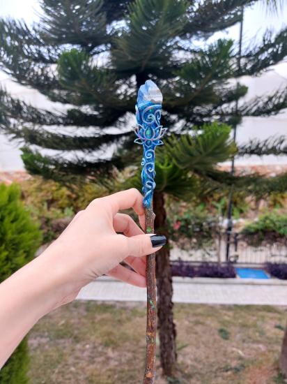 Lapis Lazuli & Blue Lotus Wand Doğaltaş Enerji Değneği