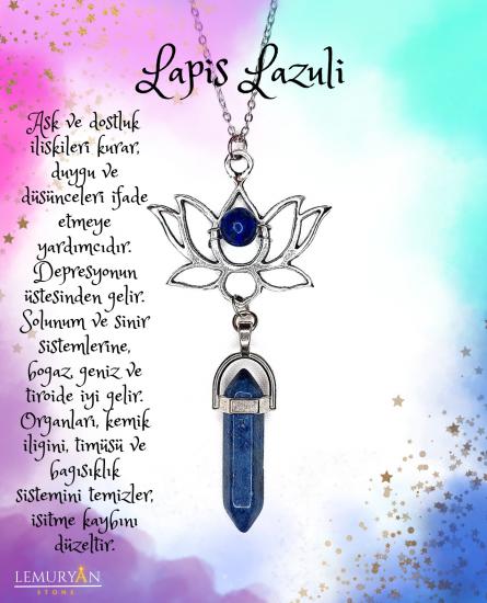 Lapis Lazuli Pandül Lotus Kolye 