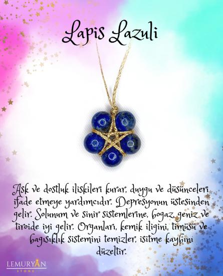 Lapis Lazuli Gold Pentagram Kolye