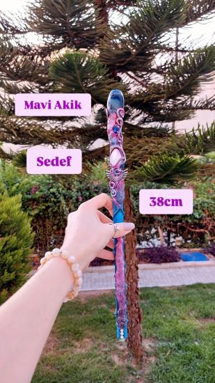 Mavi Akik & Mavi Sedef Anka Enerji Değneği (Asa)