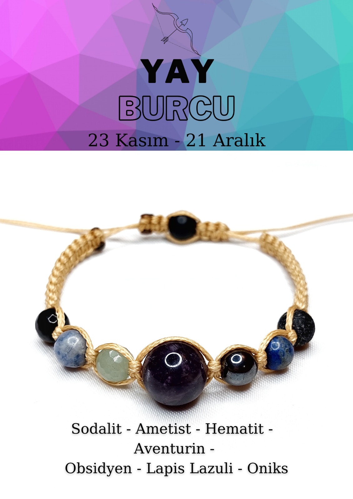 Yay Burcu Bohem Ayarlanabilir Unisex Bileklik