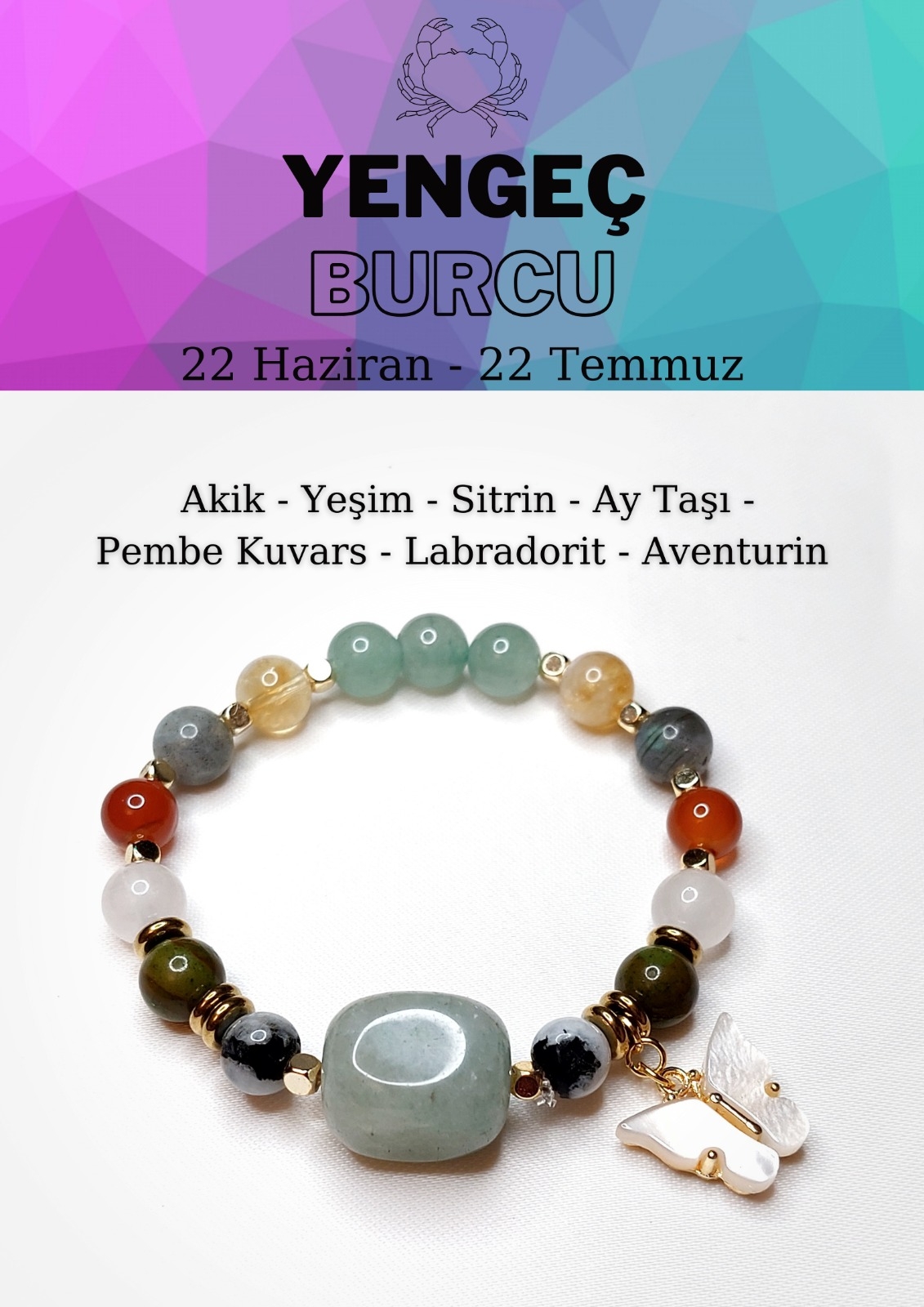 Yengeç Burcu Kadın Bilekliği 